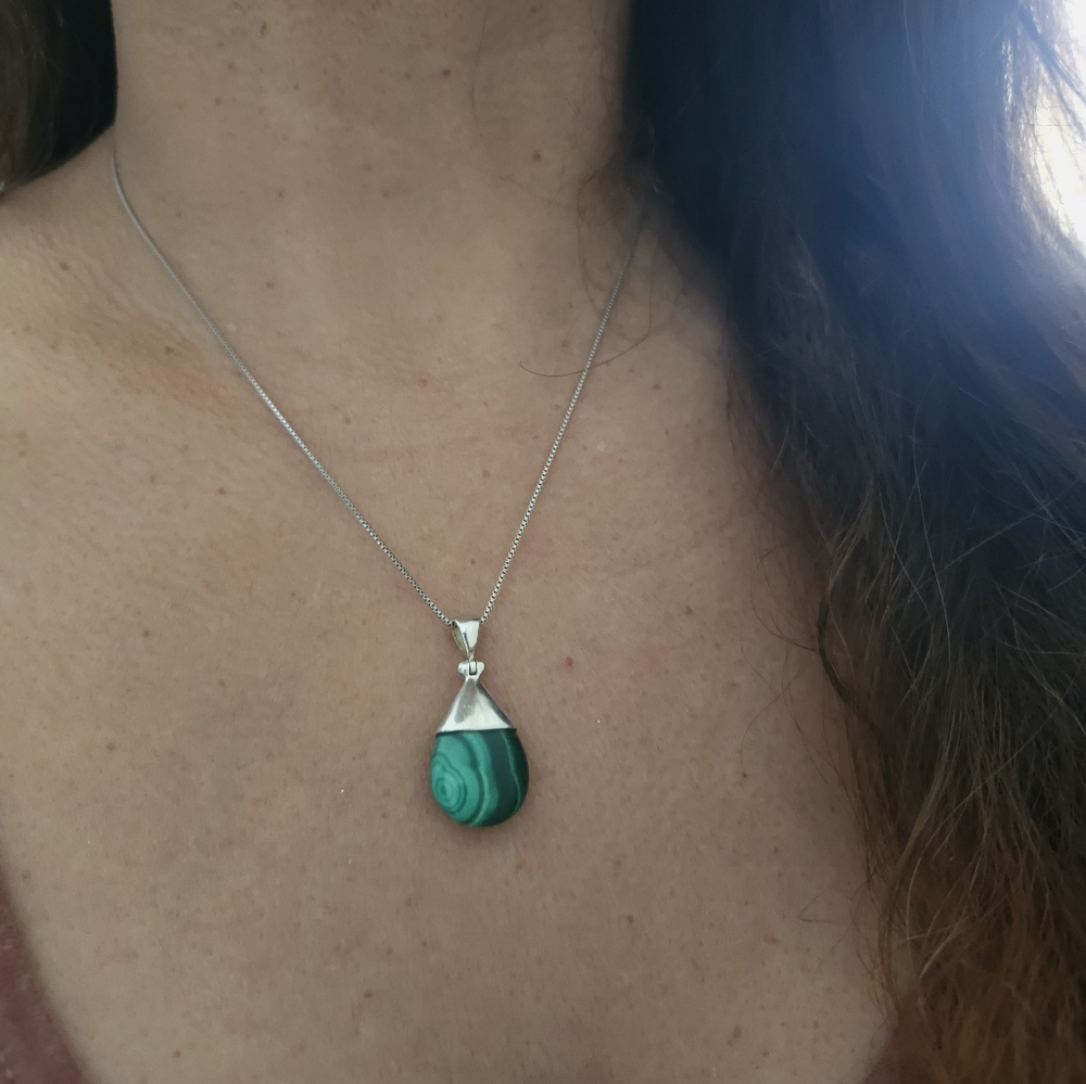 Malachite silver pendant